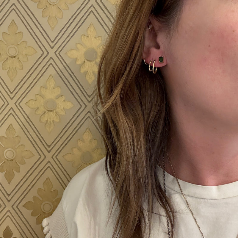 Deep Green .65tcw Tourmaline & Gold Stud Earrings