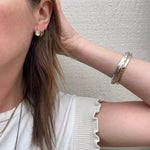 Diamond & Two-Tone Gold Hexagonal Art Deco Earbobs