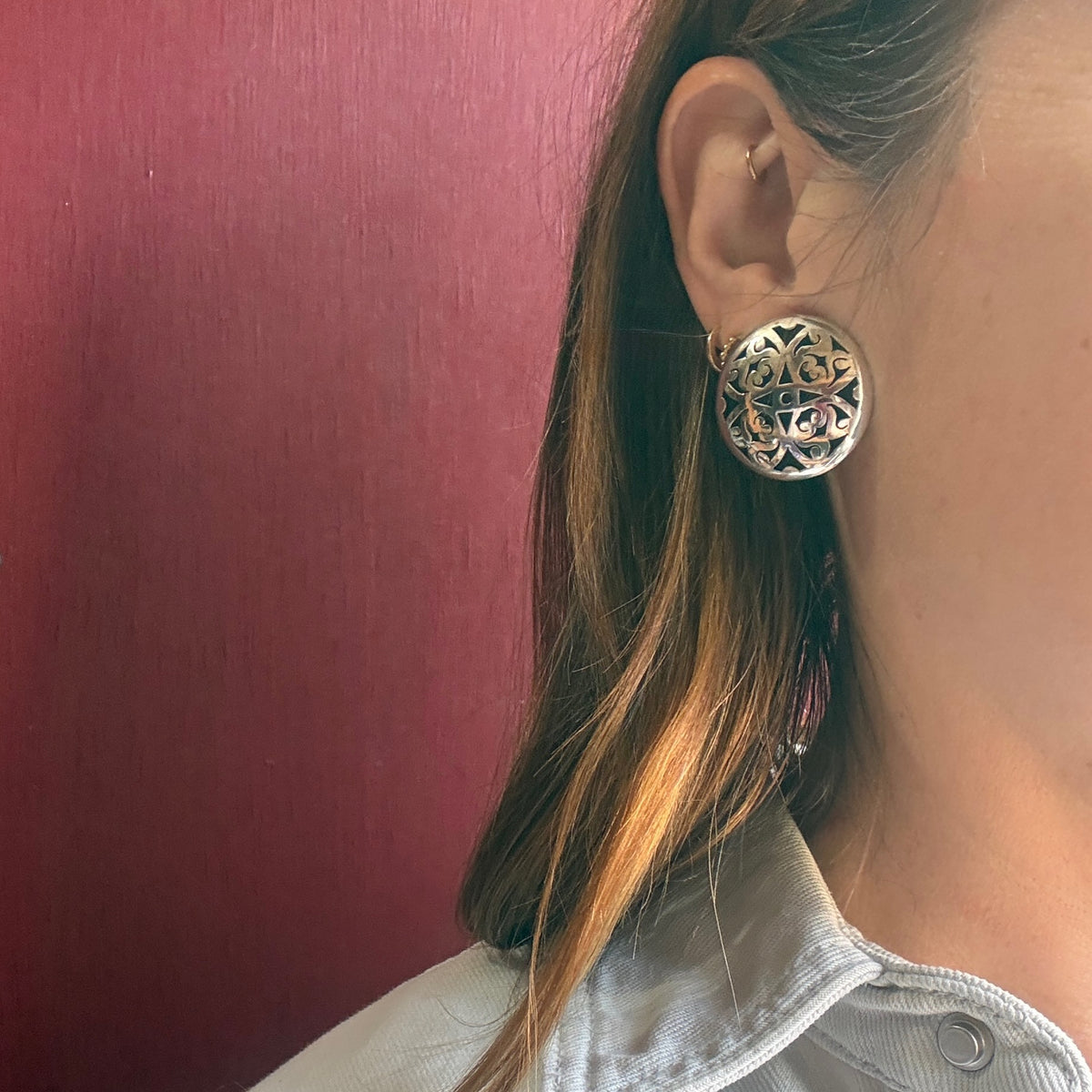 Taxco Sterling Silver Shadowbox Earrings