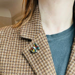 Sassy Little Parti-Colored Scottish Pebble Bow Brooch