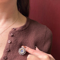 Silver Gilt Filigree & Enamel Flower Brooch