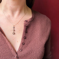 Three Flowers 10k Gold & Diamond Lavalier Necklace