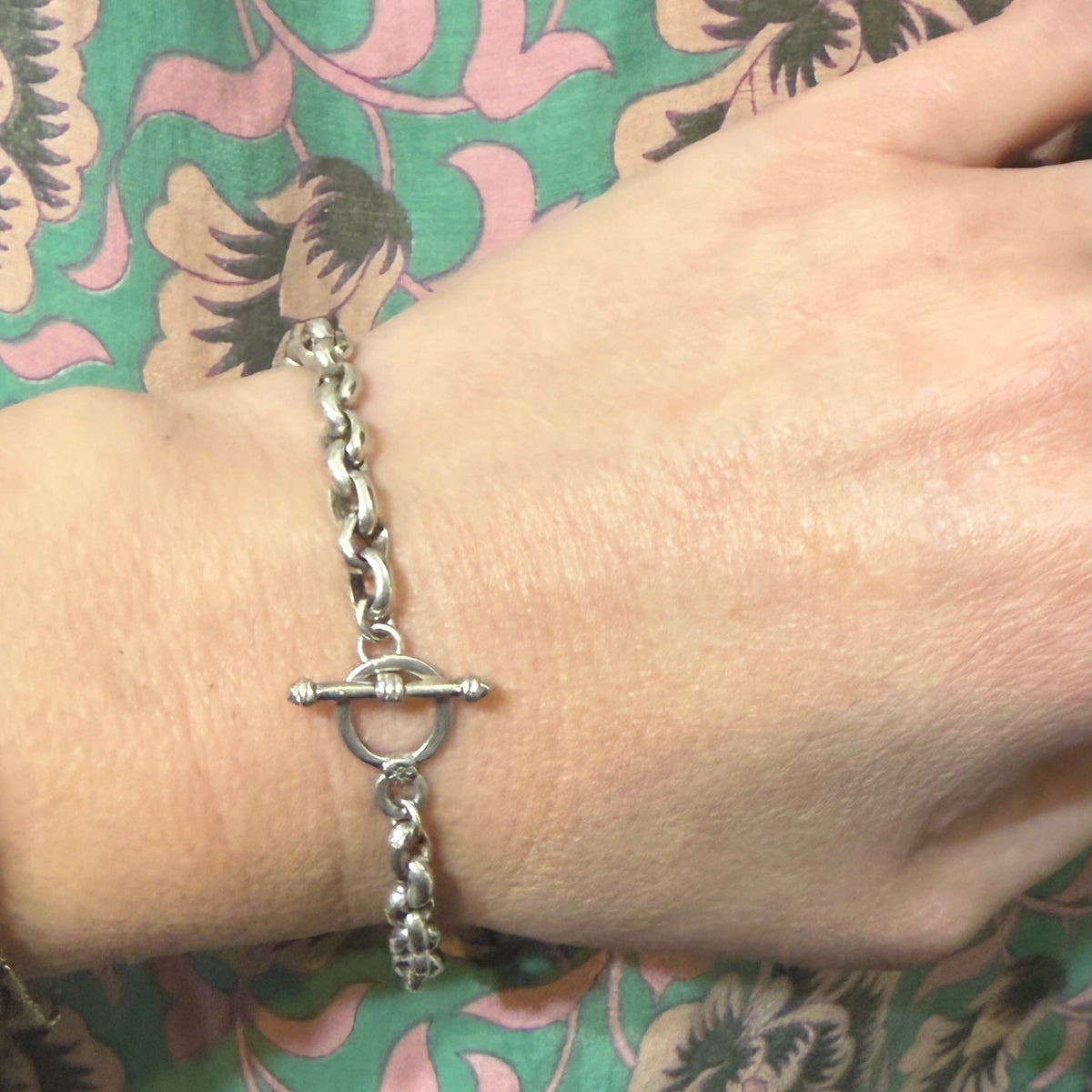 Sterling Silver Cable Chain Bracelet with Toggle