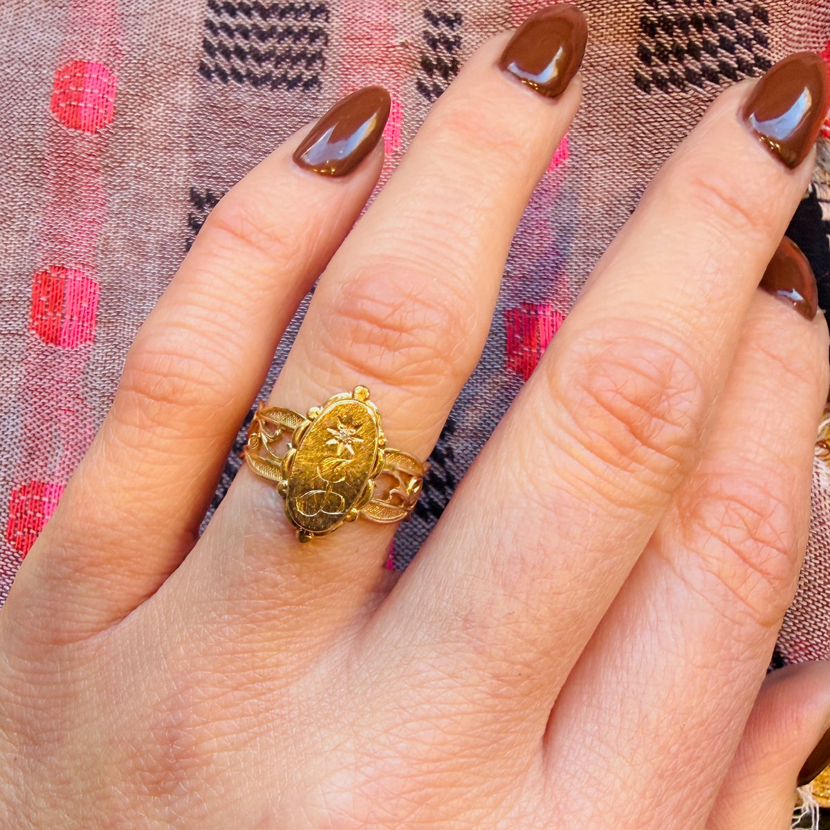 Personalized 10k Gold Signet with Diamond