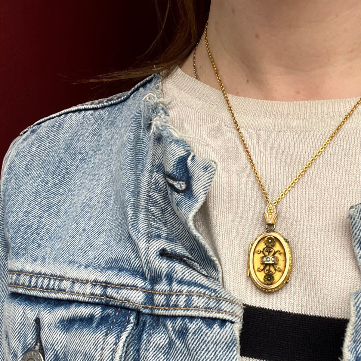 Elaborate Gold Filled Victorian Locket with Pearls