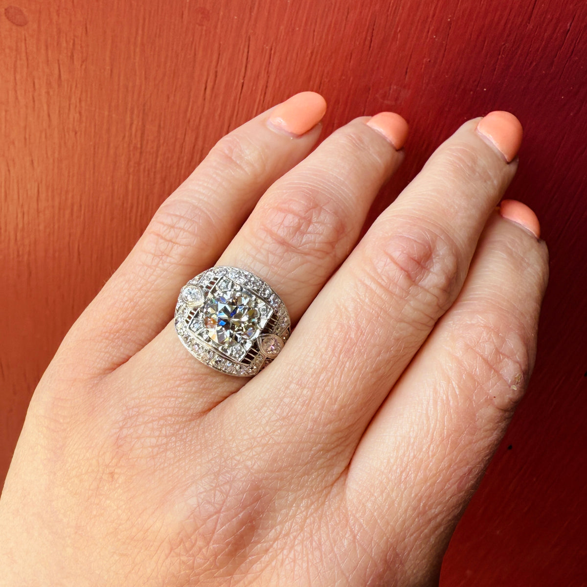 Big Beautiful Edwardian Diamond Ring