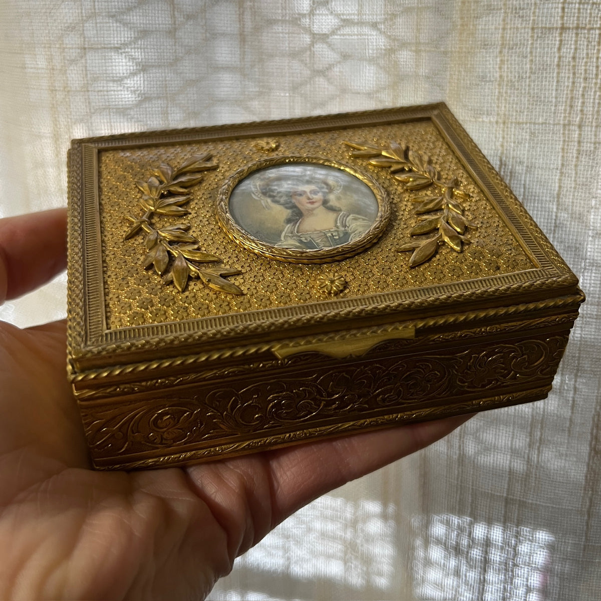 Victorian Gilded Bronze Neoclassical Motif Jewelry Casket