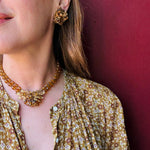 Golden Autumn Flora Necklace & Earrings by DeMario