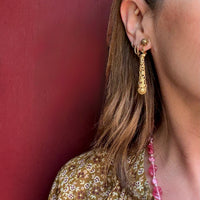 Lacy Brass Filigree Pendulum Earrings by Miriam Haskell