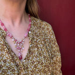 Sweetheart-Pink Bead Necklace Signed Miriam Haskell