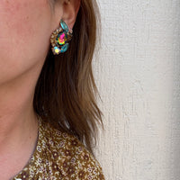 Dramatic Watermelon Rhinestone Earrings by Juliana