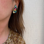 Dramatic Watermelon Rhinestone Earrings by Juliana