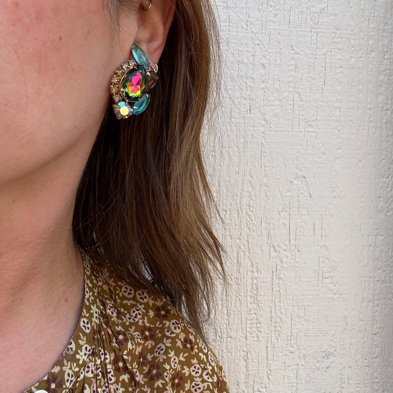 Dramatic Watermelon Rhinestone Earrings by Juliana