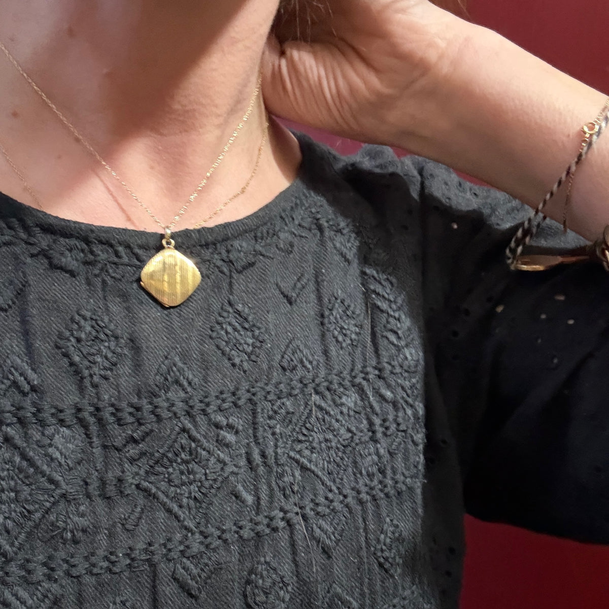 Pinstriped 14k Gold Edwardian Locket