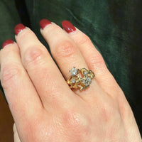 Interesting Modernist Ring with Old European Cut Diamonds