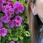Pretty Pink & White Crystal Earrings by Eisenberg