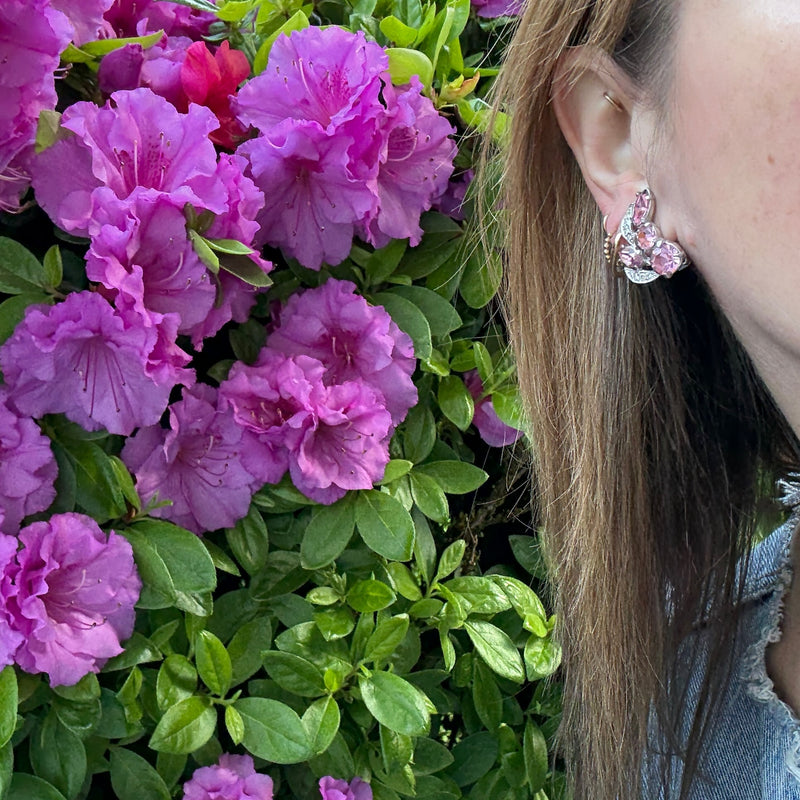Pretty Pink & White Crystal Earrings by Eisenberg