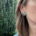 Faux Coral & Turquoise Earrings by Trifari