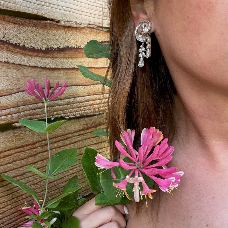 Delicate Dangles White Rhinestone Earrings by Pennino