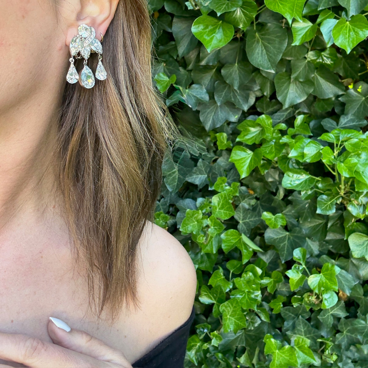 Glamorous Rhinestone Chandelier Earrings by Weiss