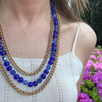 Blue Beads & Blossoms Necklace Signed Original by Robert