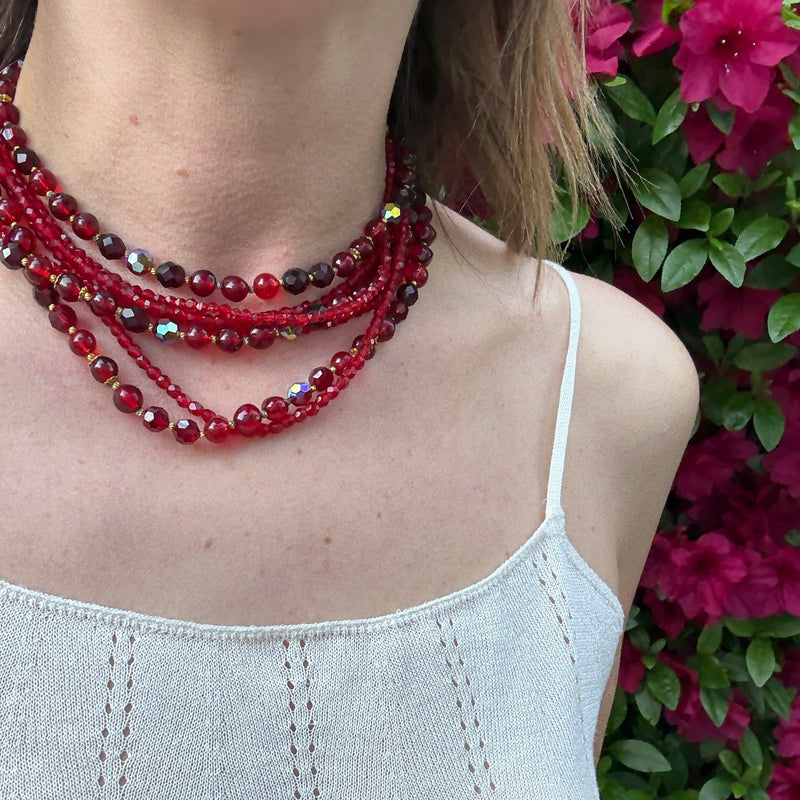 Delicious Five-Strand Red Bead Necklace by DeMario