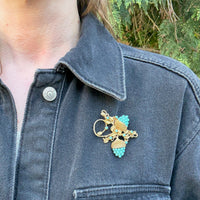 Victorian Revival Faux Turquoise Acorn Brooch