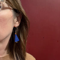 Lapis Triangle Earrings with Beaded Accents