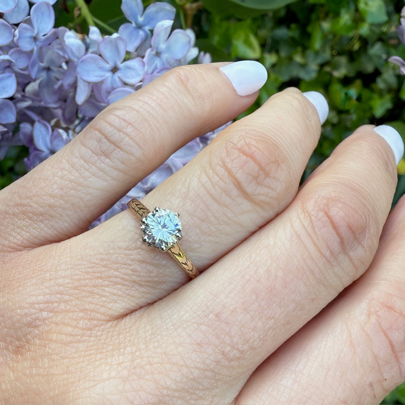 Deco Yellow Gold Solitaire Engagement Ring