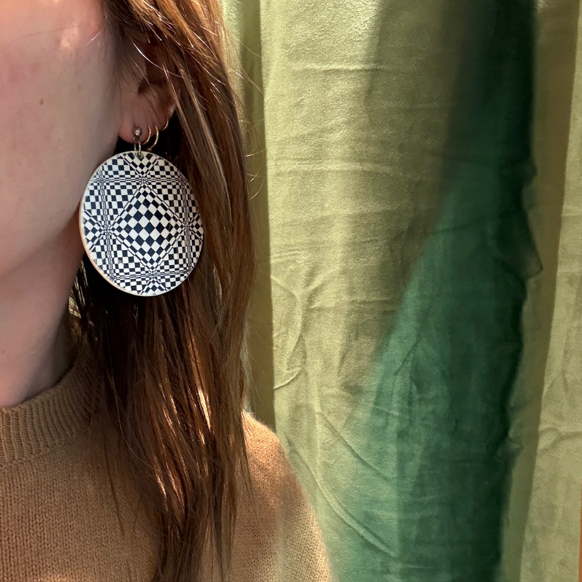 Pop Art Black & White Optical Illusion Earrings