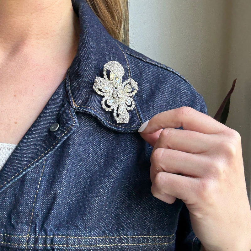 Stylized Iris Rhinestone Brooch by Kramer