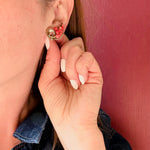 Faux Coral & Sterling Scimitar Earrings by Boucher