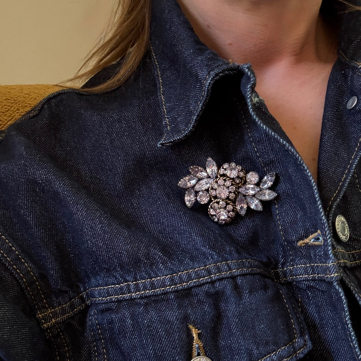 Periwinkle-Blue Rhinestone Brooch by Kramer