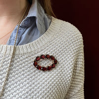 Superb Almandine Garnet Oval Brooch by Gillot