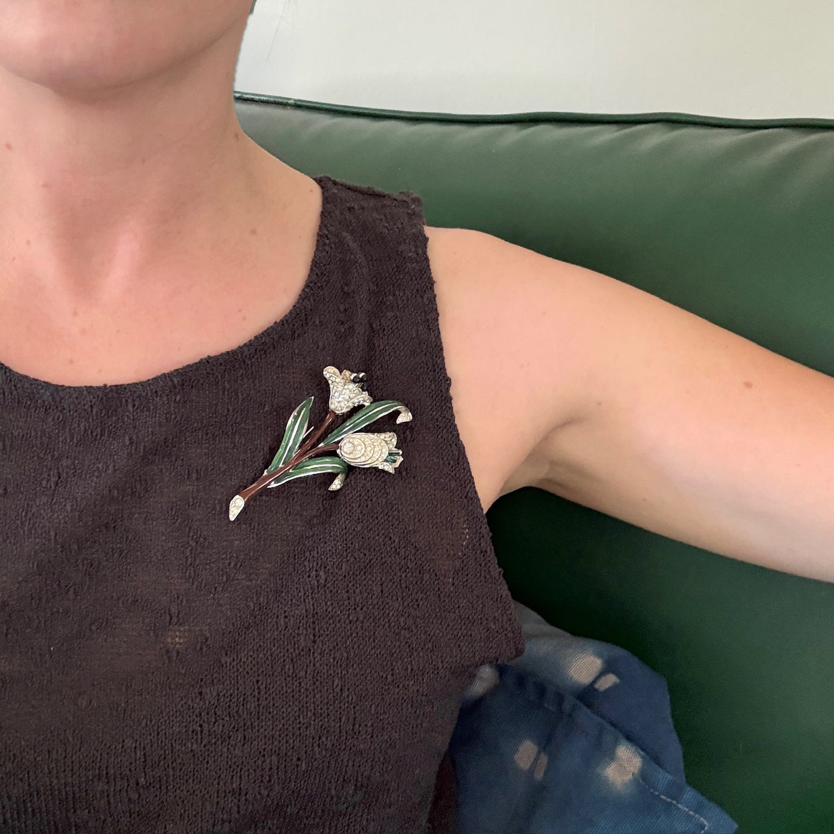 Tremblant Enamel & Rhinestone Nosegay Brooch by Coro