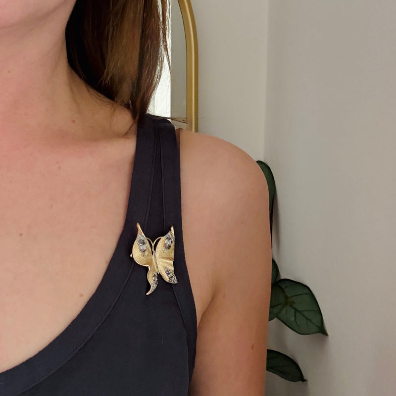 Luxurious Whimsy Crown Trifari Butterfly Brooch