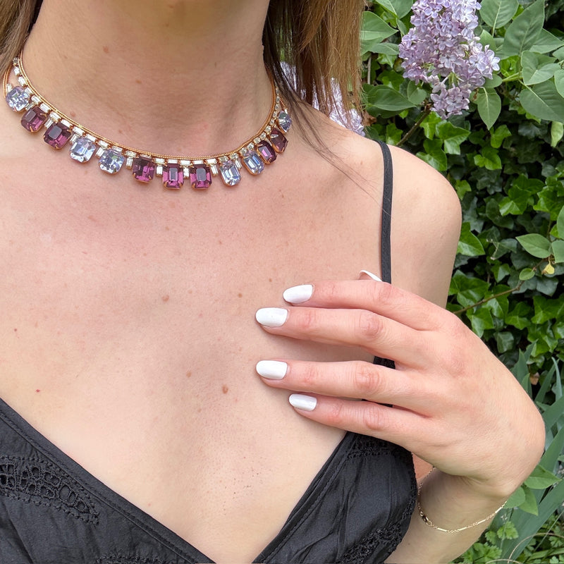 Periwinkle & Purple Rhinestone Hobé collar