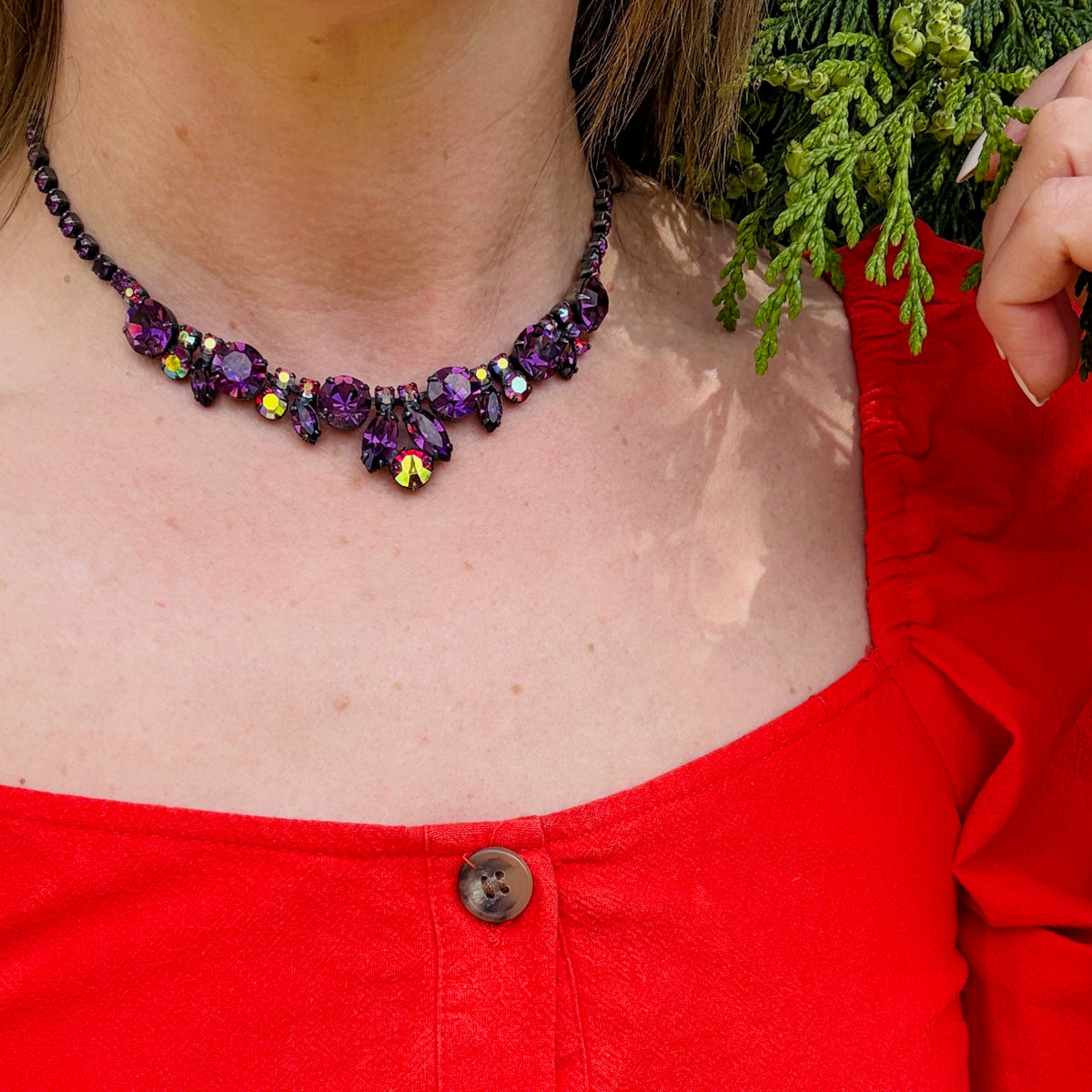 Decadent Red & Purple Crystal Necklace by Regency
