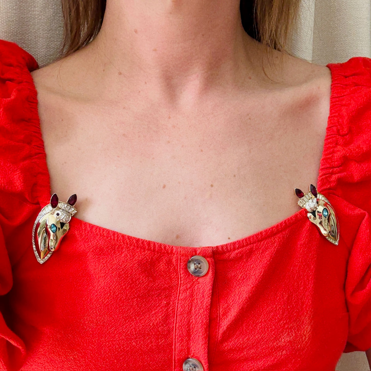 Coro Retro Horses Duette Brooch