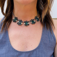 Winter Wonderland Teal & Clear Rhinestone Choker