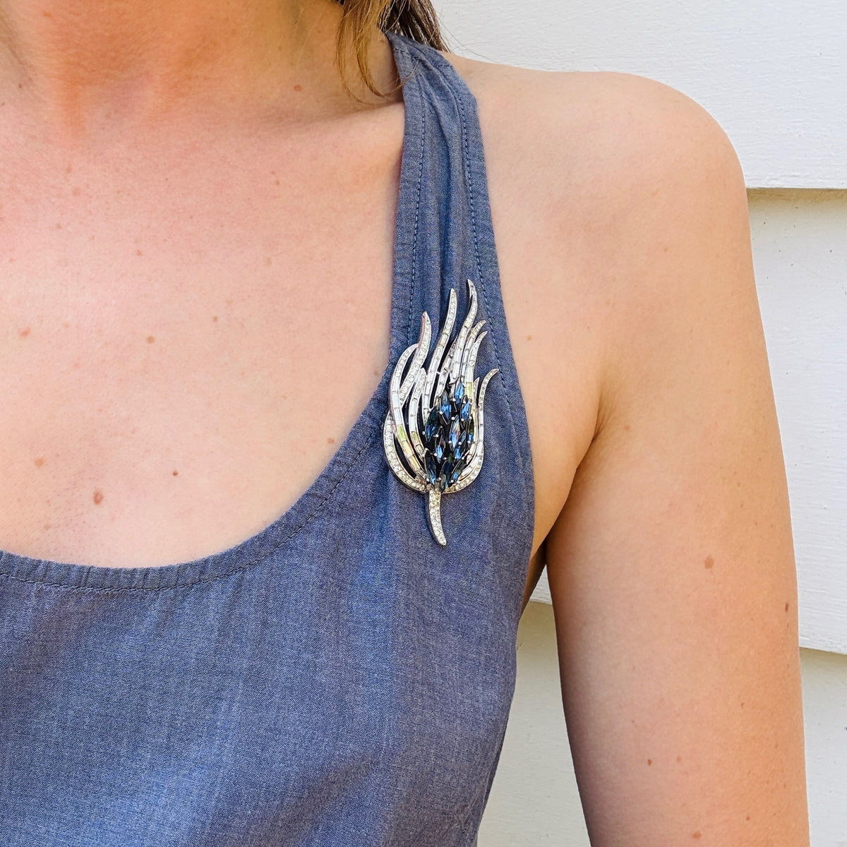 Superb Crown Trifari Peacock Feather Brooch
