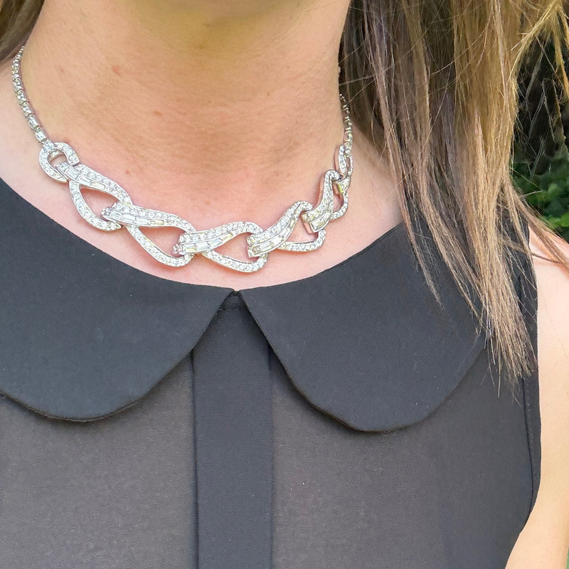 Sophisticated Rhinestone Link Necklace by Boucher