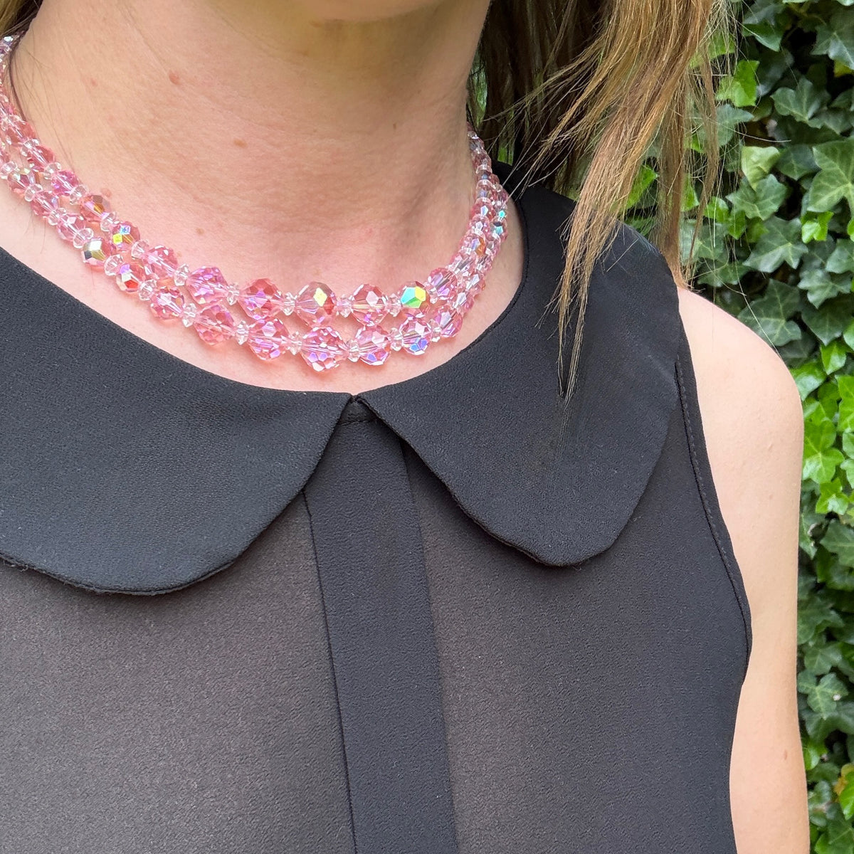 Pretty in Pink AB Glass Bead Necklace