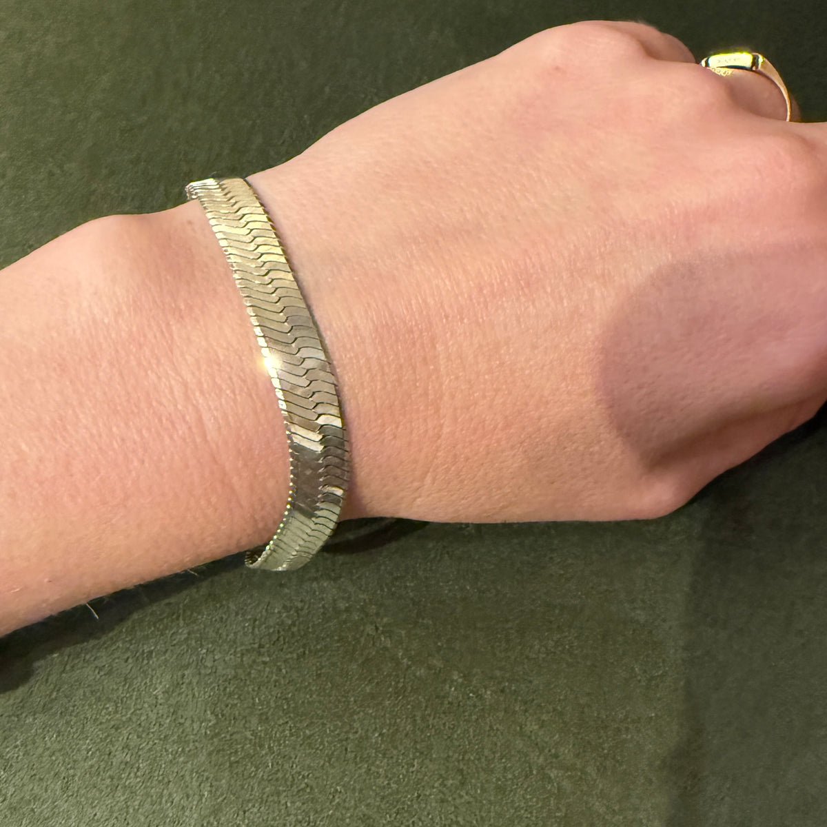 Italian Sterling Silver Herringbone Chain Bracelet