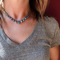Shimmering Blue Aurora Borealis Rhinestone Necklace