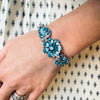 Ice-Blue Rhinestone Leaf & Flower Bracelet by Mazer