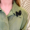 Creepy & Kooky Black Glass Brow Brooch by Weiss