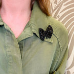 Creepy & Kooky Black Glass Brow Brooch by Weiss