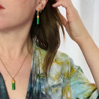 Jade Pillar Charm with Engraved 22k Gold Cap
