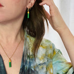Jade Pillar Charm with Engraved 22k Gold Cap
